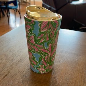 Lilly Pulitzer ceramic travel coffee mug